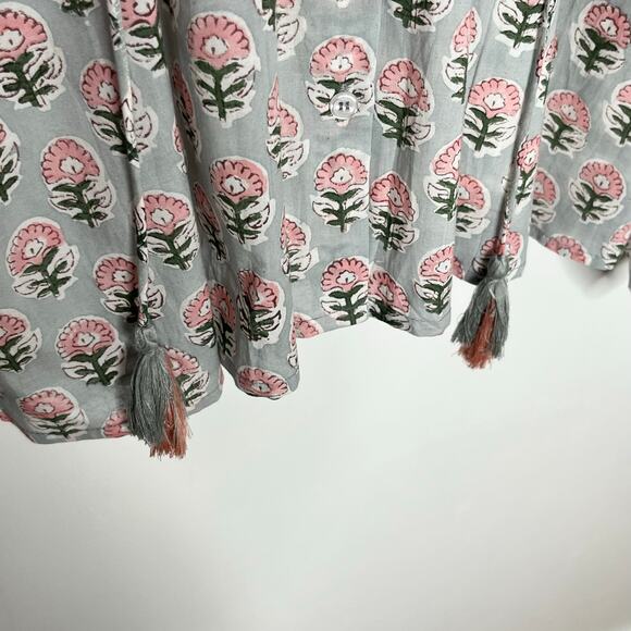 Marea Long Sleeve Georgia Button Up Top Womens Small Grey Pink Floral Cotton - Picture 7 of 11